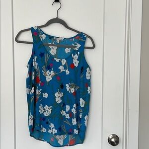 J. Crew Blue Sleeveless Floral Tank Top